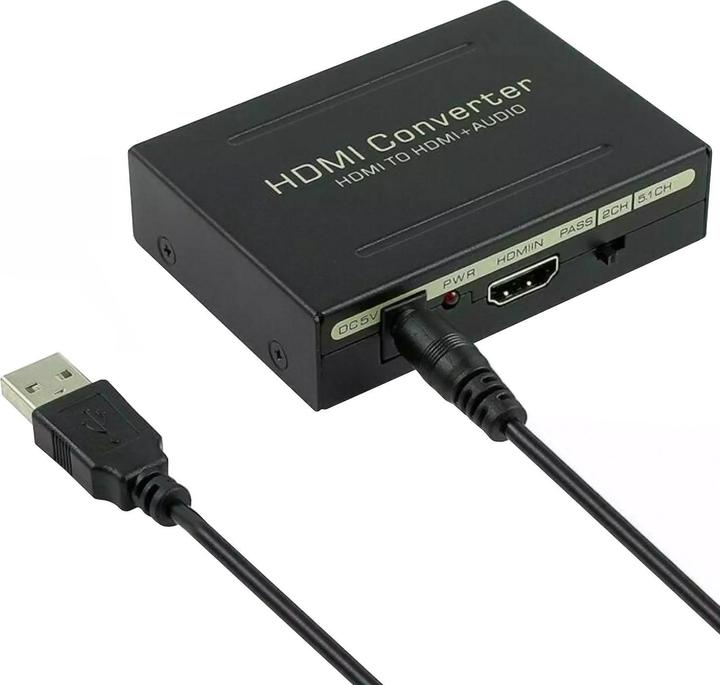 Image du produit JTI Séparateur audio, HDMI à HDMI + SPDIF + RCA - USB