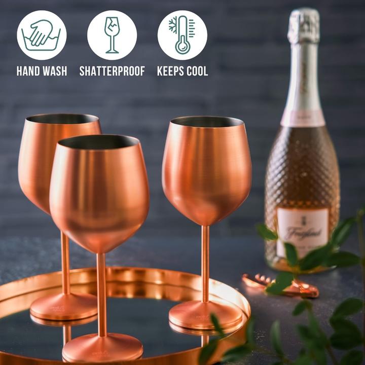 Produktbild Oak & Steel Edelstahl Weingläser Rosegold matt 4er-Set (50 cl, 4 Gläser, Weingläser Set)