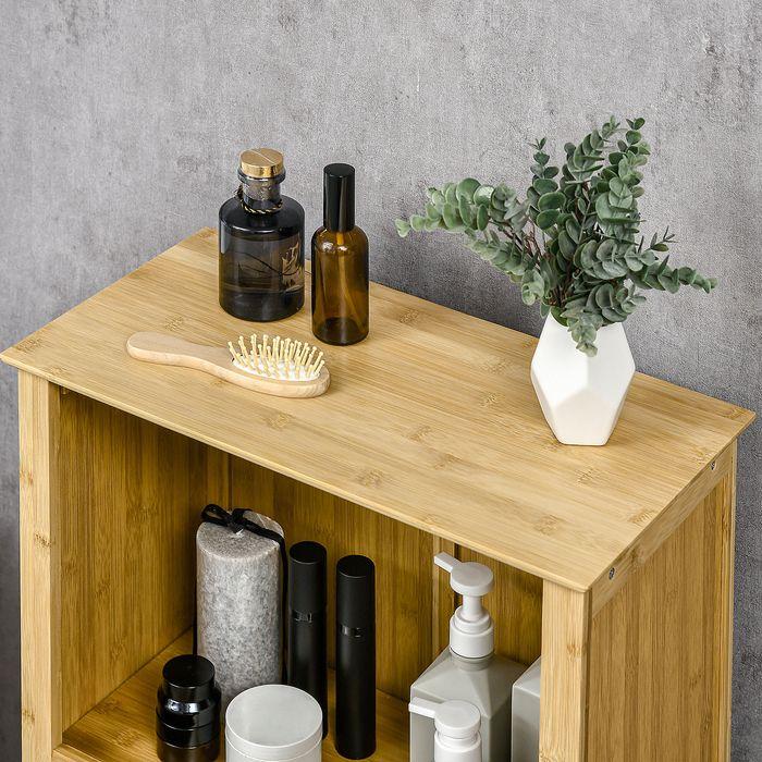 Image du produit Swisshandel24 Armoire de salle de bain, ouverte, bambou, naturel, 50 x 25,5 x 92 cm (50 x 25.5 x 92 cm)