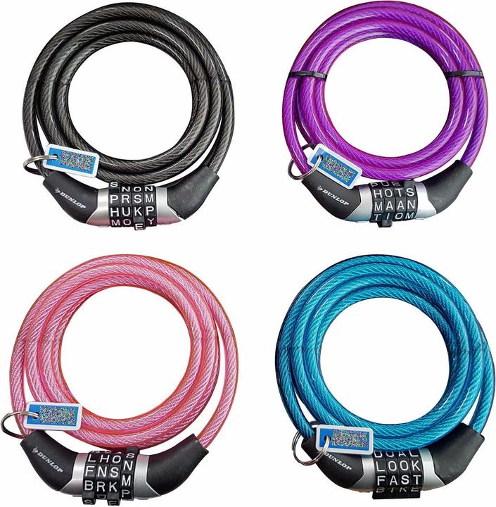 Actual product image Dunlop Bicycle lock with letter code (120 cm)