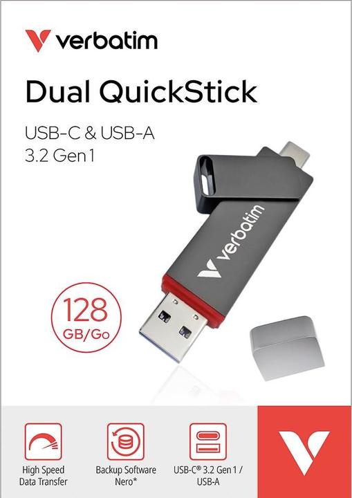 Image du produit Verbatim Dual QuickStick (128 Go, USB-A, USB-C)