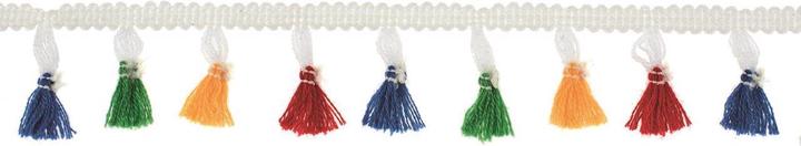 Image du produit Glorex Guirlande de houppes 1m multicolore, ruban blanc