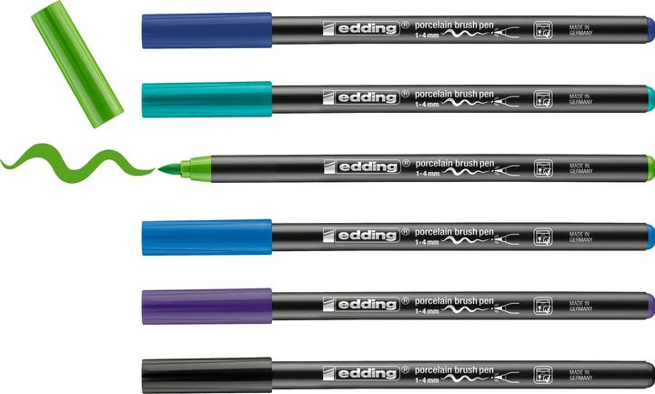 Immagine prodotto Edding Penne di porcellana Colori freddi Set di 6. (Multicolore, 4 mm, 6 x)