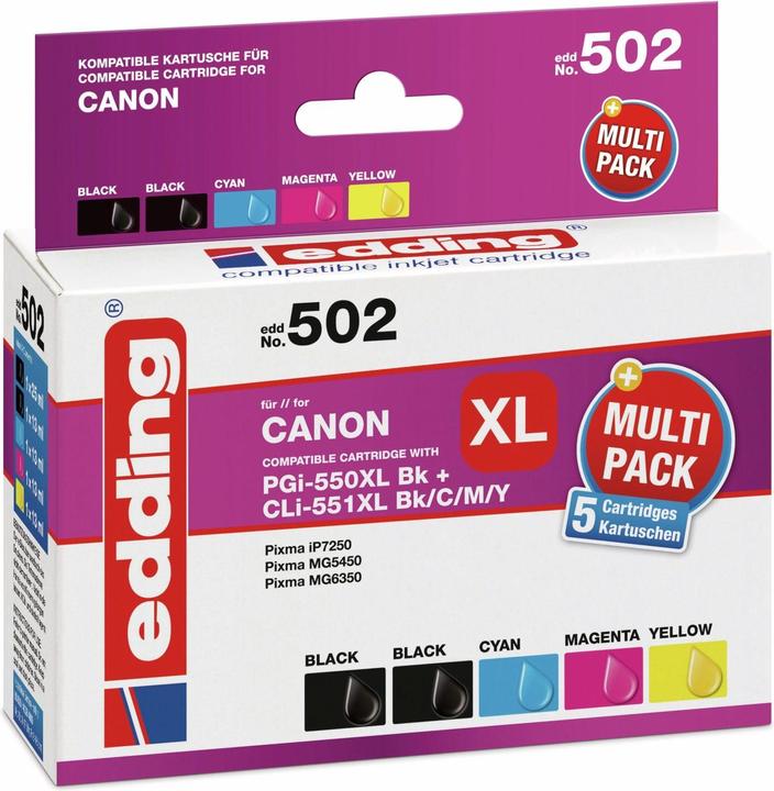 Immagine prodotto Edding L'inchiostro sostituisce PGI 550PK XL, CLI 551 C,M,Y XL Compatibile Combi Pack Nero, Ciano (M, C, Y, FC)