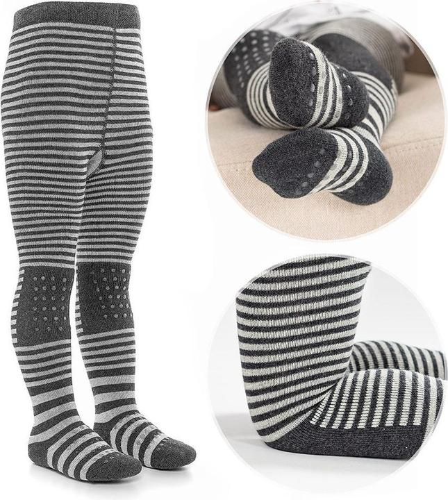 Actual product image La Loona LaLoona baby tights crawling tights - stripes grey - (74/80)