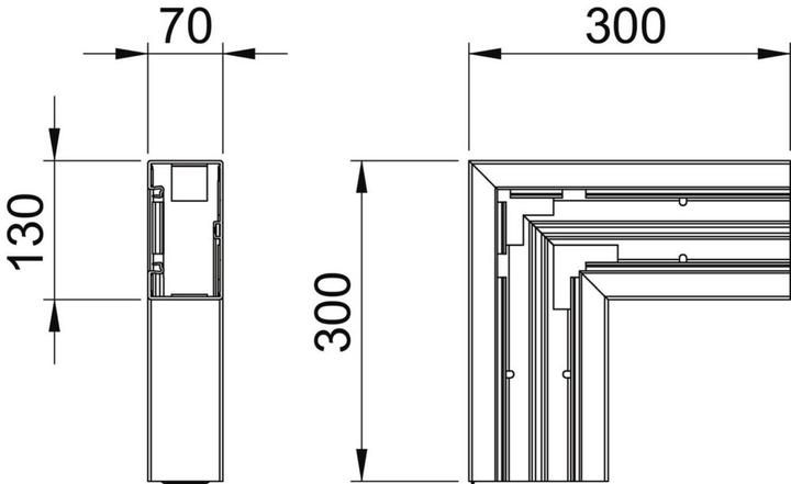 Actual product image OBO Bettermann OBO GK-F70130LGR Flat angle 70x130mm PVC light grey RAL7035 (7 cm)