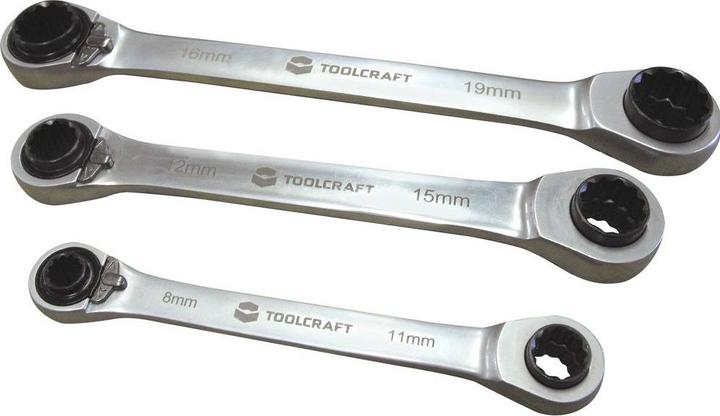 Produktbild Toolcraft Doppel-Ratschenringschlüssel-S (19 mm, 16 mm, 11 mm, 12 mm, 8 mm, 15 mm)