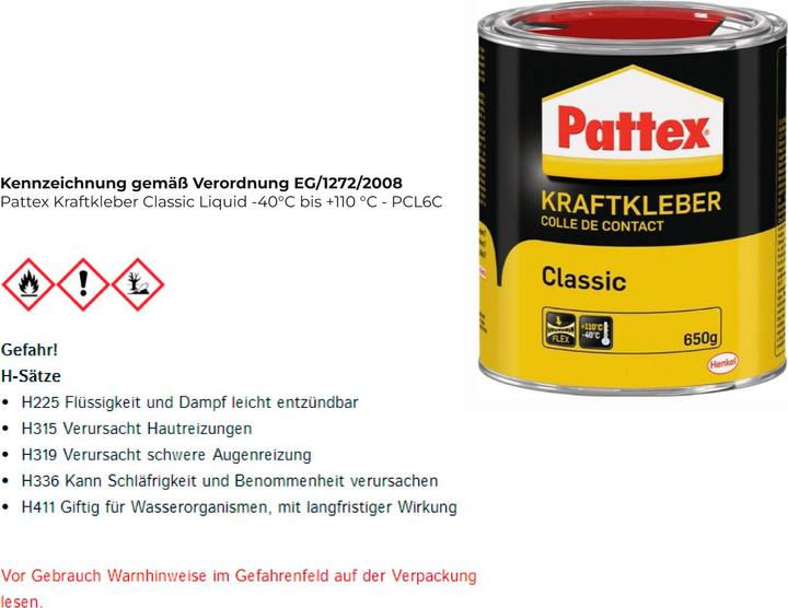 Actual product image Pattex Classic power adhesive (650 g, 1000 ml)