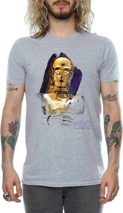 Actual product image Star Wars Mens The Last Jedi C-3PO Brushed T-Shirt (M)