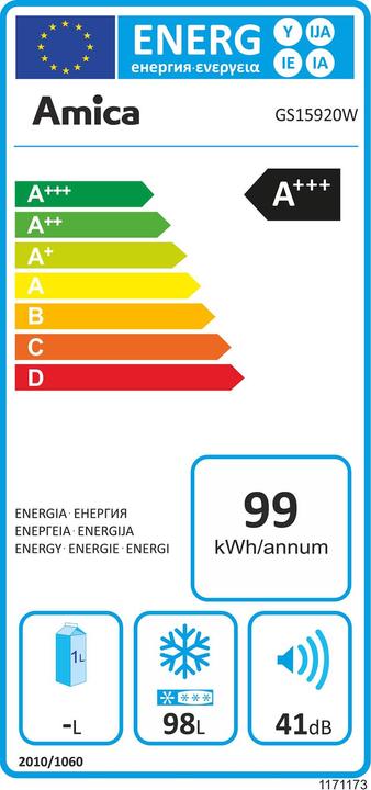 Energy Label Amica GS 15920 W (Stand-alone, 97 l)