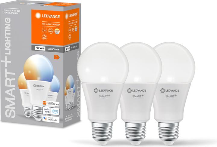 Actual product image Ledvance Smart+ Wifi Classic (E27, 14 W, 1521 lm, 3 x, F)