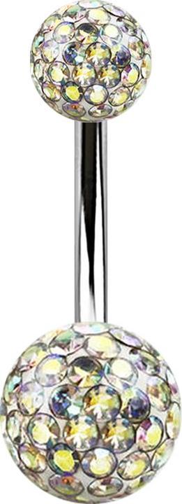 Immagine prodotto Star Piercing Banana argento con due sfere di cristallo strato protettivo epossidico multicolore (Acciaio chirurgico 316L, senza ottone)