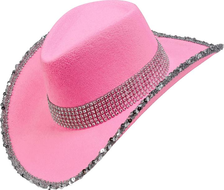 Image du produit Widmann Chapeau de cowboy rose avec décoration en strass