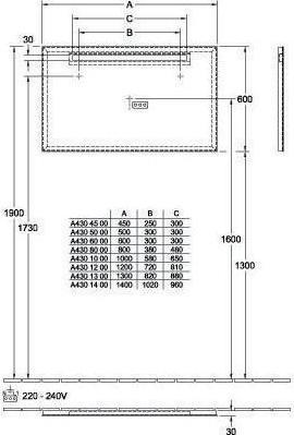 Produktbild Villeroy & Boch V&B Spiegel MORE TO SEE ONE 1000x600x30mm, 12 W (100 x 30 cm)