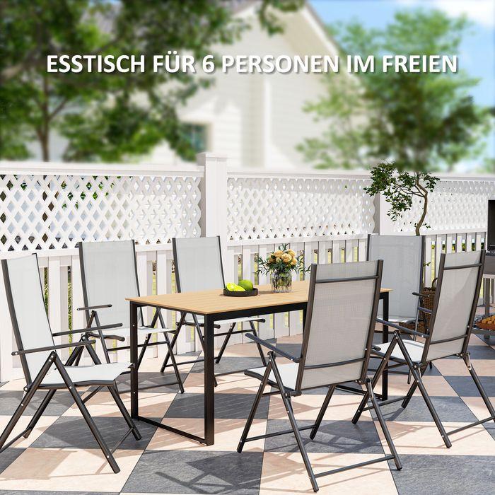 Produktbild Swisshandel24 Gartentisch für 6 Personen 160x80 cm Holzoptik Lamellendesign, Teak (80 cm)