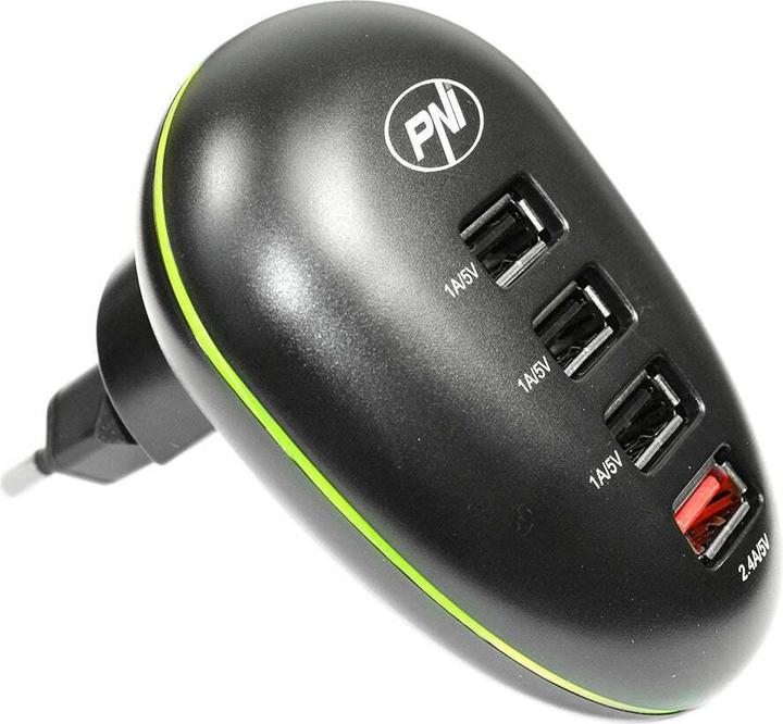 Productafbeelding PNI USB-oplader met 4 poorten, voor smartphones, tablets en camera's