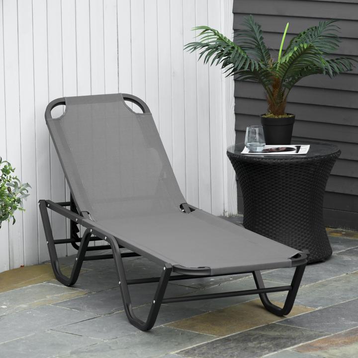 Immagine prodotto Outsunny Lettino prendisole con schienale regolabile (188 cm)