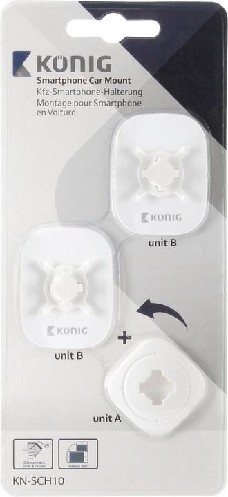 Actual product image König Konig Car Mount for Smartphone, 360 Degree Rotatable, White