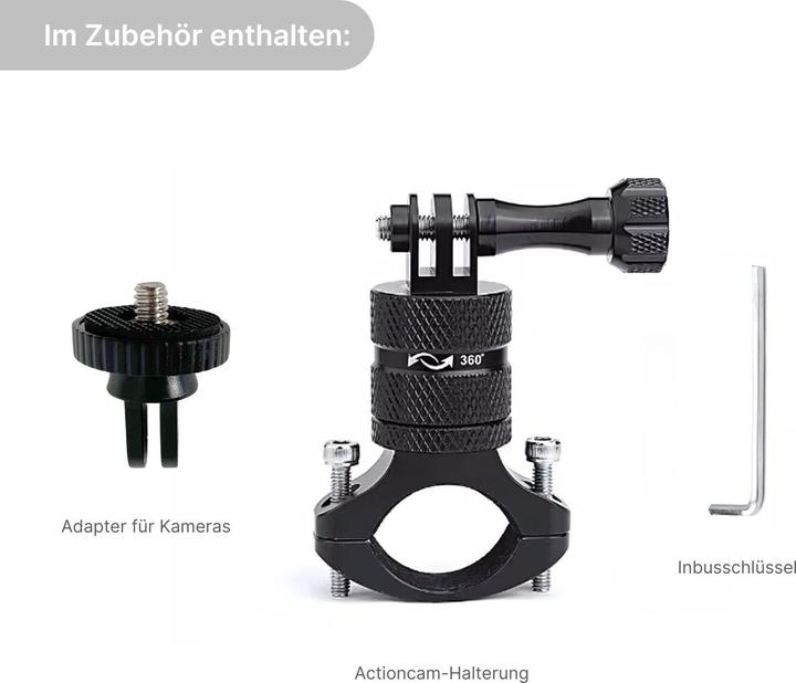 Immagine prodotto Hermex Velo Actioncam-Halterung Fahrradlenker für Insta360 One X GoPro (Eroe)