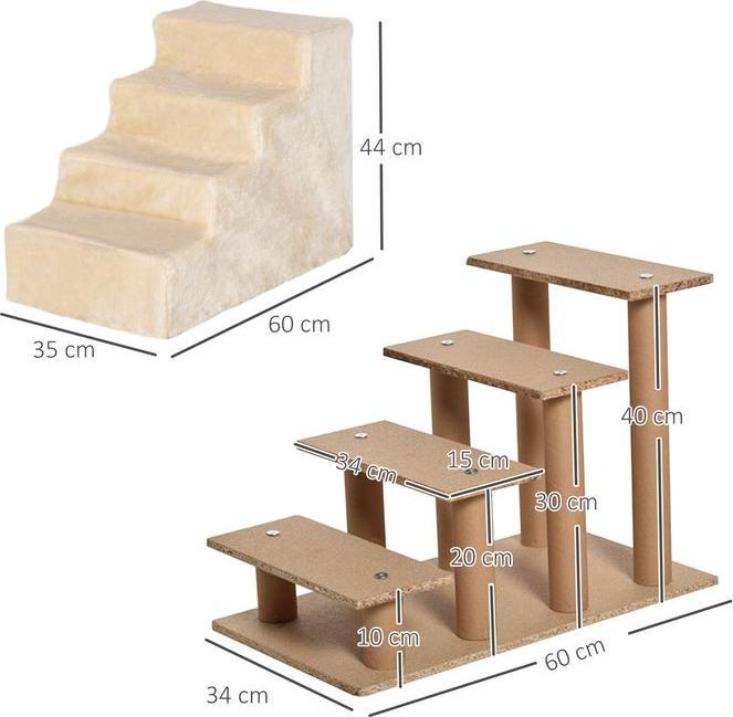 Actual product image Swisshandel24 Pet staircase 4-step dog ramp with removable cover Cat staircase Dog staircase Pet staircase Spanpl (Dog, Cat)