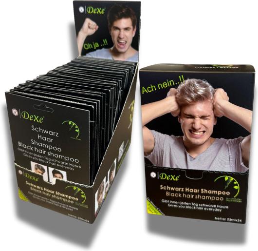 Produktbild Dexe Schwarzes Haarshampoo Schwarzes Shampoo für schwarzes Haar 25 ml*24 (600 ml, Flüssiges Shampoo)
