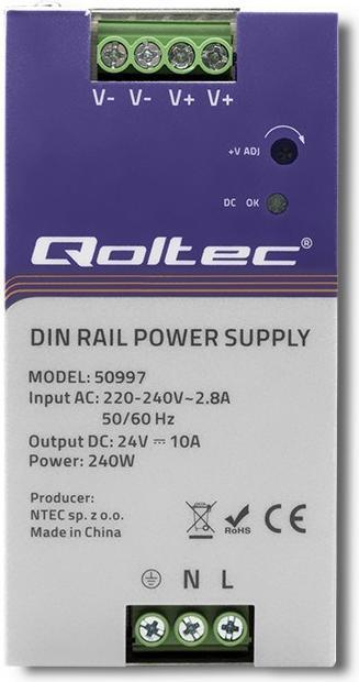 Produktbild Qoltec 50997 DIN rail power supply 240W
