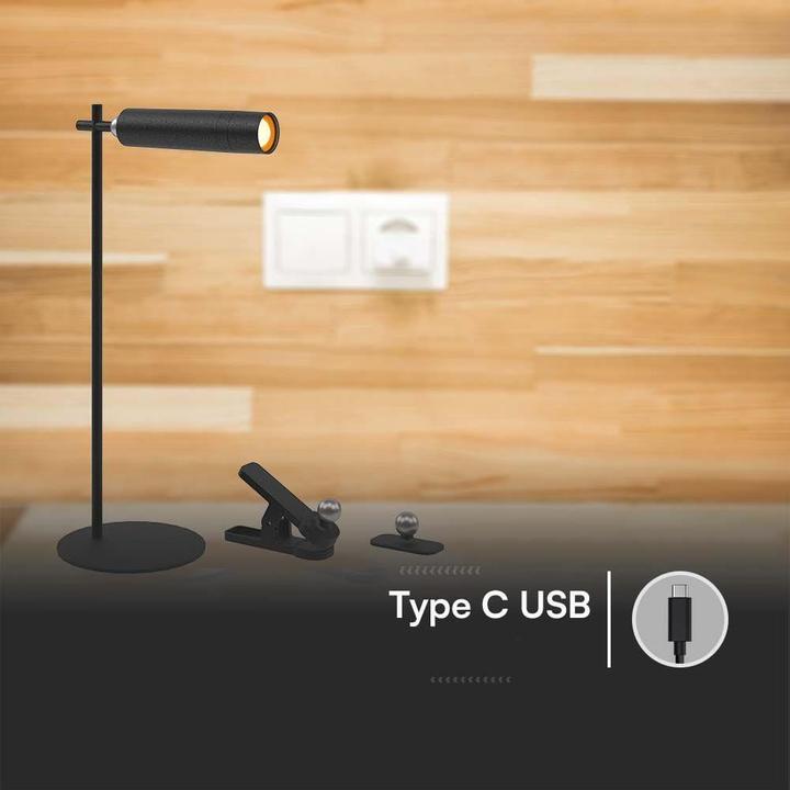 Actual product image V-TAC Lampka Biurkowa 4w1 37cm Kinkiet Klips Latarka 3W LED Czarna VT-7413 4000K 300lm (300 lm)
