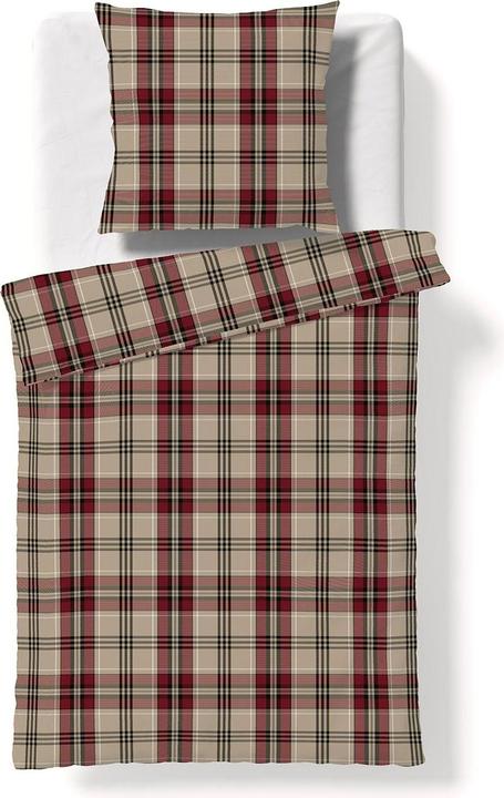 Produktbild Fleuresse gewebte Edelflanell Bettwäsche Lech Wexford beige rot (Bettwäsche Set, 135x200 cm + 80x80 cm)