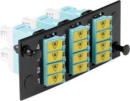 Molex LC Quad 12 Fibre MM OM3 adapter plate Aqua (CAT3)