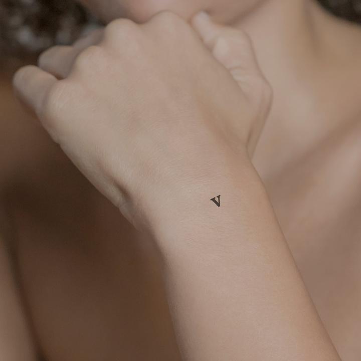 Actual product image minink Temporary tattoo - lowercase letter: v