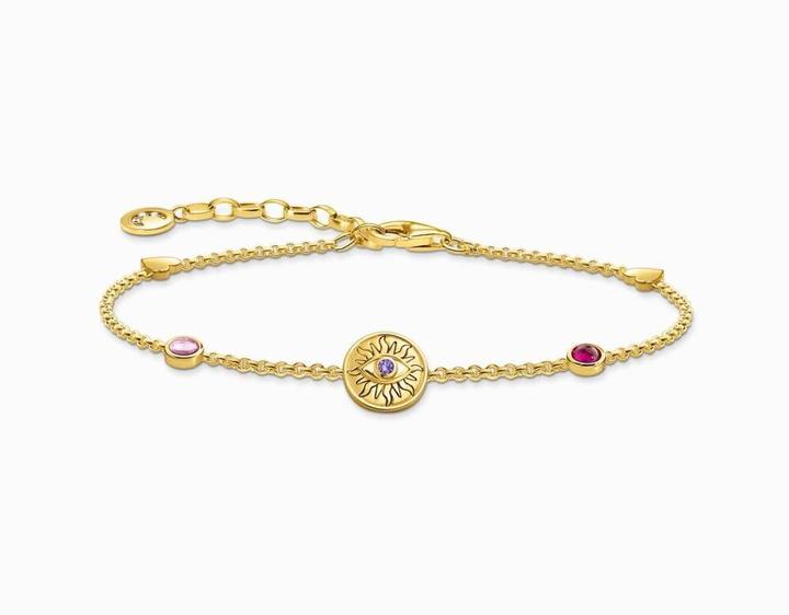 Produktbild Thomas Sabo Armband mit symbolischer Sonne, bunten Steinen und Herzen vergoldet (19 cm, 925er Silber)