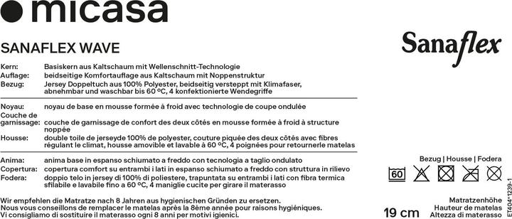 Valori nutrizionali e ingredienti Sanaflex Wave (140 x 200 cm, Nucleo di schiuma)