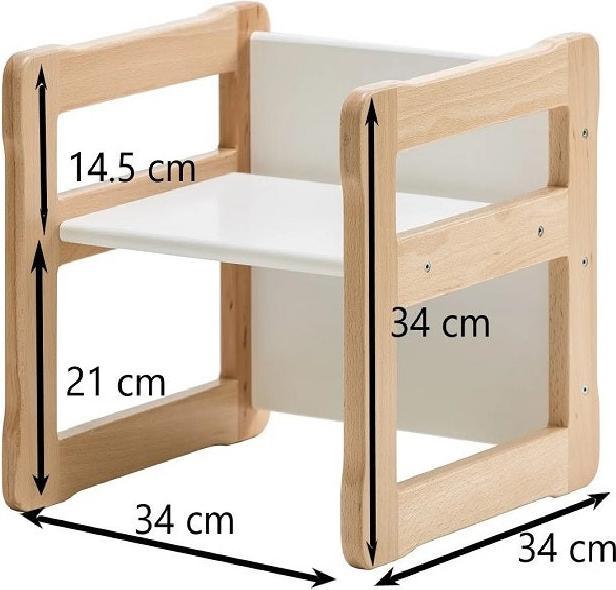 Activity Board Waldorf-Möbel-Set. Multifunktionale Bank und zwei Stühle (Kindersessel)