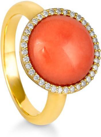 Produktbild Breuning RING - E.KORALLE/Brill. 0,228 Ct. H/si (48, 750/18 K Gold)