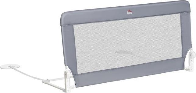 Produktbild Swisshandel24 Kinderbettgitter 120 cm mit Schutzanker Rausfallschutz Abnehmbar Metall Oxfordstoff Grau (120 cm)