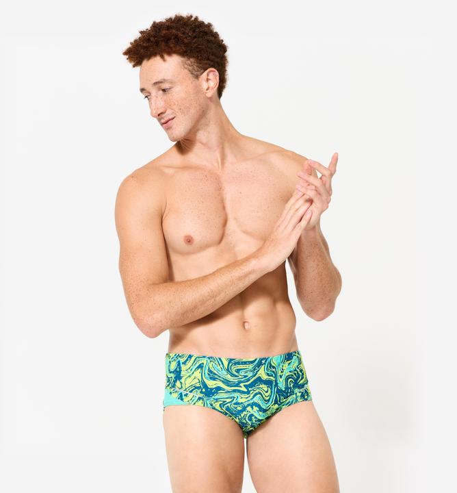 Produktbild Nabaiji Badehose Slip Herren Kastenform - 900 Print gelb/grün (XL)