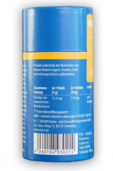 Nährwerte und Zutaten Bitterstern Pastillen Bitterfein Pastillen (1 Stk., 90 g)