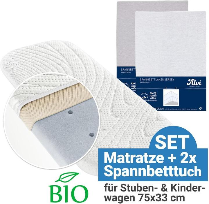 Actual product image Alvi Baby mattresses & children's mattresses 3-piece mattress set for prams 75 x 33 cm - White (75 x 33 cm)