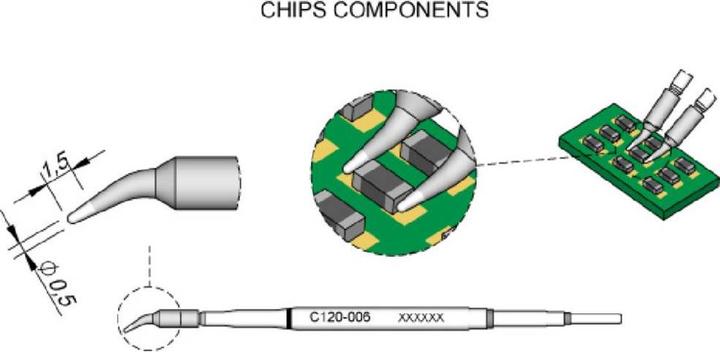 JBC Tools C120006 Entlötspitze gebogen Spitzen-Grösse 0.5 mm Inhalt 1 St. (Entlötspitze)