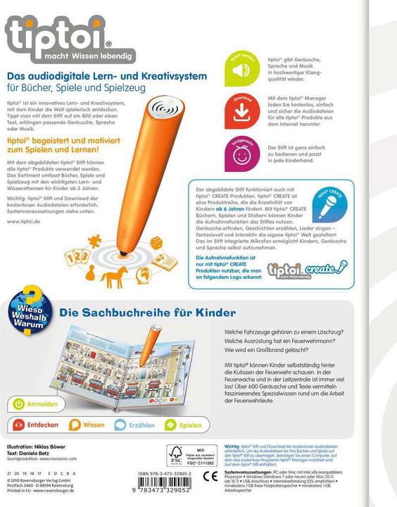 Produktbild tiptoi Unterwegs mit der Feuerwehr (Deutsch, Daniela Flucht, Niklas Böwer)