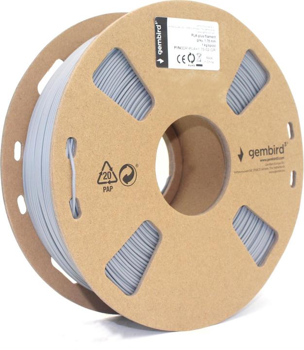 Actual product image Gembird Filament cassette PLA narrow spool (PLA, 1.75 mm, 1000 g, Grey)