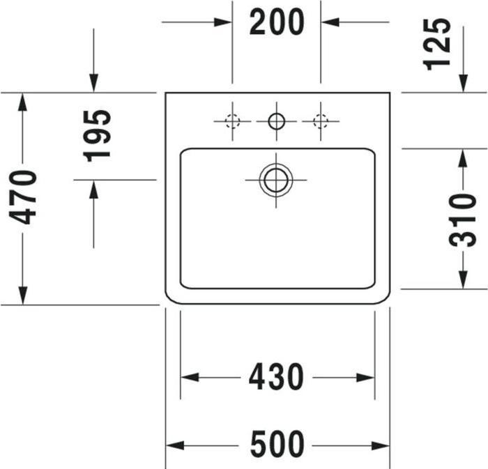 Image du produit Duravit Plan de toilette VERO avec lavabo HLB 500x470mm, fermé 1 HL blanc WG (47 cm, 50 cm)