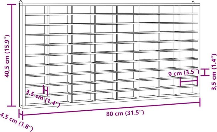 Image du produit VidaXL Vitrine murale Vitrine suspendue Vitrine de collectionneur avec 80 compartiments