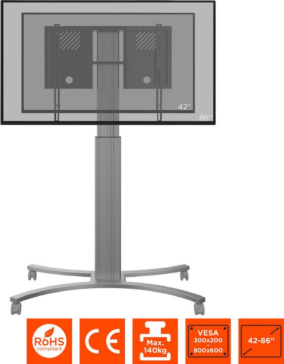 Actual product image Celexon Expert electric height-adjustable display trolley Adjust-4286MS - 70cm (86", 136 kg)