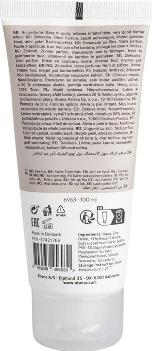 Produktbild Abena Skincare Zinksalbe ohne Parfüm (Körpercreme, 100 ml)