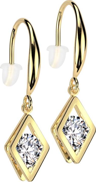 Produktbild Star Piercing Ohrring vergoldet Anhänger Diamant Kristall silber (Chirurgenstahl 316L)