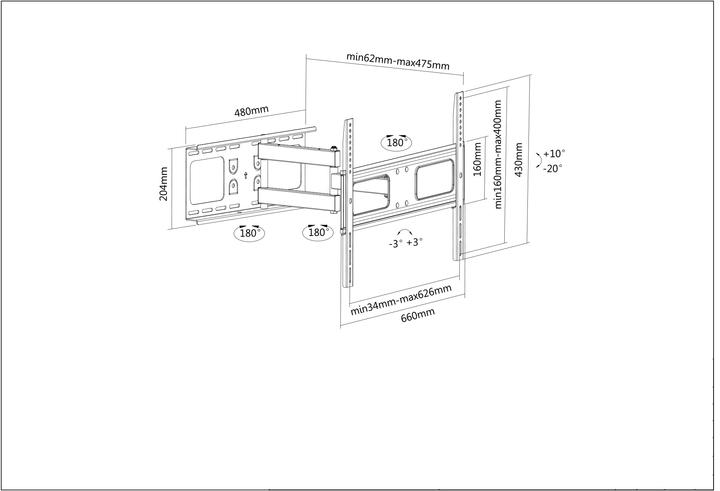 Actual product image Manhattan TV Wall Mount (Wall, 70", 50 kg)