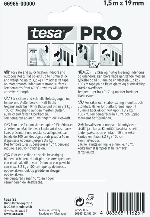 Produktbild tesa PRO Mounting TRANSPARENT Montageband, doppelseitig, selbstklebend (19 mm)