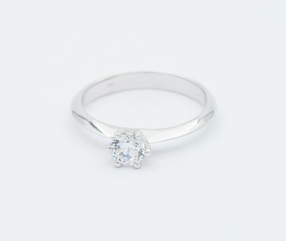 Actual product image Natsumi Schmuck Ring Solitaire White Gold 18K/750 with Zirconia (56, 750/18 K Gold)