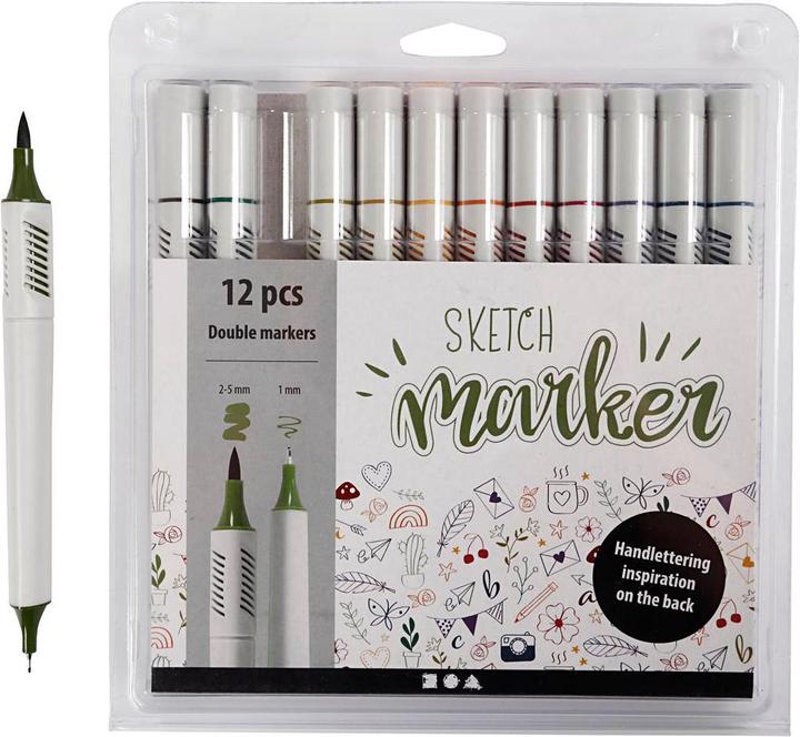 Actual product image Creativ Company Sketch Marker Fibre Pens (Multicoloured, 5 mm, 12 x)